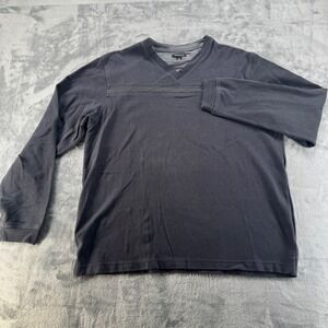 Van Heusen Mens V-Neck Long Sleeve Pullover Shirt Black Large 00239